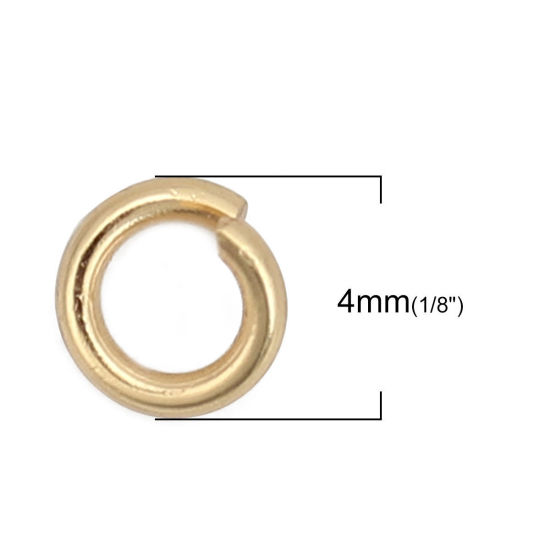Imagen de 1000 Unidades 4mm Diámetro, 0.8mm(20 gauge) 304 Acero Inoxidable Abierto Argollas Chapado en Oro Ronda