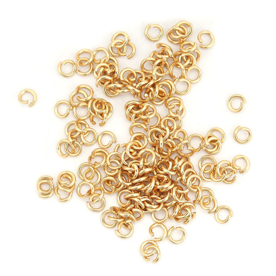 Imagen de 1000 Unidades 4mm Diámetro, 0.8mm(20 gauge) 304 Acero Inoxidable Abierto Argollas Chapado en Oro Ronda