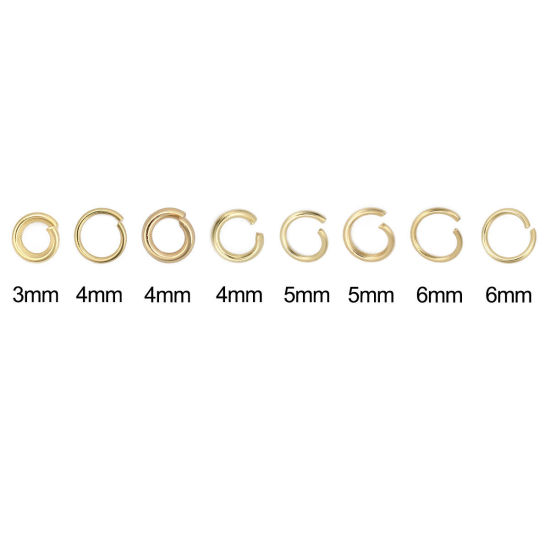 Imagen de 1000 Unidades 4mm Diámetro, 0.8mm(20 gauge) 304 Acero Inoxidable Abierto Argollas Chapado en Oro Ronda