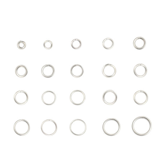 Image de 2mm Anneaux de Jonction en 304 Acier Inoxydable Ouvert Argent Mat 15mm Dia., 5 Paquets(environ 1300 Pcs)