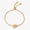 Picture of 304 Stainless Steel Adjustable Slider/ Slide Bolo Bracelets Gold Plated Rose Flower 26.3cm(10 3/8") - 25.3cm(10") long, 50 PCs