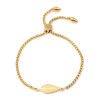 Picture of 304 Stainless Steel Adjustable Slider/ Slide Bolo Bracelets Gold Plated Leaf 26.3cm(10 3/8") - 25.3cm(10") long, 50 PCs