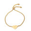 Picture of 304 Stainless Steel Adjustable Slider/ Slide Bolo Bracelets Gold Plated Heart Clear Rhinestone 26.3cm(10 3/8") - 25.3cm(10") long, 50 PCs