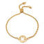 Imagen de 304 Acero Inoxidable Ajustable Slider/ Slide Pulsera Chapado en Oro Reloj Transparente Rhinestone 26.3cm - 25.3cm longitud, 50 Unidades