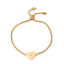 Image de Bracelet Bolo Réglable Nœud Glissé en 304 Acier Inoxydable Doré Cœur Strass Transparent 26.3cm - 25.3cm long, 50 Pièces