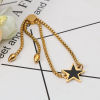 Изображение 304 Нержавеющая Сталь Регулируемая Боло Слайдер / Слайд-браслет Позолоченный Черный Звезда 26.3см - 25.3см Длина, 50 ШТ