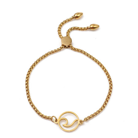 304 Нержавеющая Сталь Регулируемая Боло Слайдер / Слайд-браслет Позолоченный Круглые 26.3см - 25.3см Длина, 50 ШТ