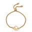 Imagen de 304 Acero Inoxidable Ajustable Slider/ Slide Pulsera Chapado en Oro Ronda 26.3cm - 25.3cm longitud, 50 Unidades