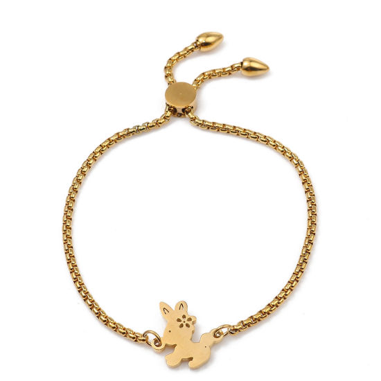 Image de Bracelet Bolo Réglable Nœud Glissé en 304 Acier Inoxydable Doré Lapin 25.3cm - 24.3cm long, 50 Pièces