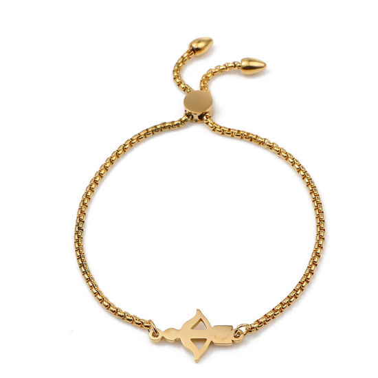 Image de Bracelet Bolo Réglable Nœud Glissé en 304 Acier Inoxydable Doré Irrégulier 26.3cm - 25.3cm long, 50 Pièces