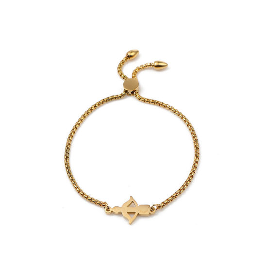 Image de Bracelet Bolo Réglable Nœud Glissé en 304 Acier Inoxydable Doré Irrégulier 26.3cm - 25.3cm long, 50 Pièces