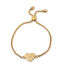 Picture of 304 Stainless Steel Adjustable Slider/ Slide Bolo Bracelets Gold Plated Heart Clear Rhinestone 26.3cm(10 3/8") - 25.3cm(10") long, 50 PCs