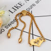 Immagine di 304 Acciaio Inossidabile Slider Regolabile Bolo Bracciale / Presentazione Oro Placcato Cuore Cuore Trasparente Strass 26.3cm - 25.3cm Lunghezza, 50 Pz