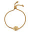 Imagen de 304 Acero Inoxidable Ajustable Slider/ Slide Pulsera Chapado en Oro Flor 26.3cm - 25.3cm longitud, 50 Unidades