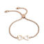 Immagine di 304 Acciaio Inossidabile Slider Regolabile Bolo Bracciale / Presentazione Oro Rosa Clessidra Trasparente Strass 26.3cm - 25.3cm Lunghezza, 50 Pz