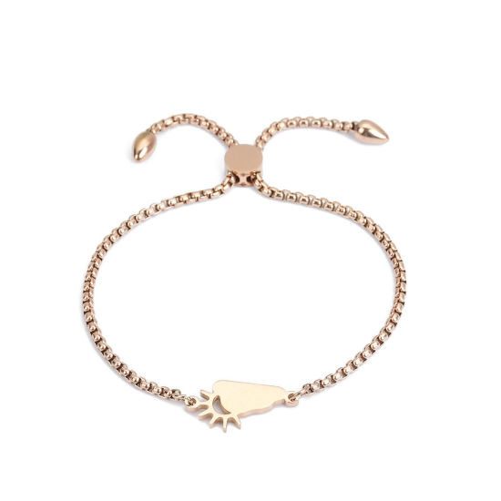 Immagine di 304 Acciaio Inossidabile Slider Regolabile Bolo Bracciale / Presentazione Oro Rosa Nuvole Sole 26.3cm - 25.3cm Lunghezza, 50 Pz