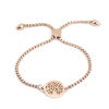 Picture of 304 Stainless Steel Adjustable Slider/ Slide Bolo Bracelets Rose Gold Round Tree 26.3cm(10 3/8") - 25.3cm(10") long, 50 PCs