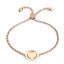 Picture of 304 Stainless Steel Adjustable Slider/ Slide Bolo Bracelets Rose Gold Round Heart 26.3cm(10 3/8") - 25.3cm(10") long, 50 PCs
