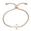 Immagine di 304 Acciaio Inossidabile Slider Regolabile Bolo Bracciale / Presentazione Oro Rosa Croce 26.3cm - 25.3cm Lunghezza, 50 Pz