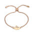 Immagine di 304 Acciaio Inossidabile Slider Regolabile Bolo Bracciale / Presentazione Oro Rosa Cigno Trasparente Strass 26.3cm - 25.3cm Lunghezza, 30 Pz
