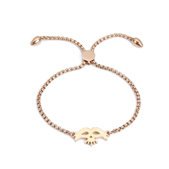 Bild von 304 Edelstahl Einstellbares Slider/ Slide Armband Schieberarmband Rosegold Maske 26.3cm - 25.3cm lang, 50 Strange
