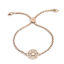 Immagine di 304 Acciaio Inossidabile Slider Regolabile Bolo Bracciale / Presentazione Oro Rosa Tondo Fiore Trasparente Strass 26.3cm - 25.3cm Lunghezza, 50 Pz