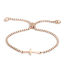Imagen de 304 Acero Inoxidable Ajustable Slider/ Slide Pulsera Oro Rosa Cruz 26.3cm - 25.3cm longitud, 50 Unidades