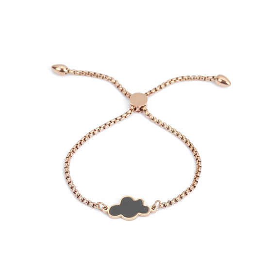 Immagine di 304 Acciaio Inossidabile Slider Regolabile Bolo Bracciale / Presentazione Oro Rosa Nero Nuvole 26.3cm - 25.3cm Lunghezza, 50 Pz