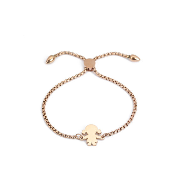 Bild von 304 Edelstahl Einstellbares Slider/ Slide Armband Schieberarmband Rosegold Mädchen 26.3cm - 25.3cm lang, 50 Strange