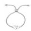 Immagine di 304 Acciaio Inossidabile Slider Regolabile Bolo Bracciale / Presentazione Tono Argento Cuore Trasparente Strass 26.3cm - 25.3cm Lunghezza, 50 Pz