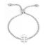 Picture of 304 Stainless Steel Adjustable Slider/ Slide Bolo Bracelets Silver Tone Cross Angel 25.3cm(10") - 24.3cm(9 5/8") long, 50 PCs