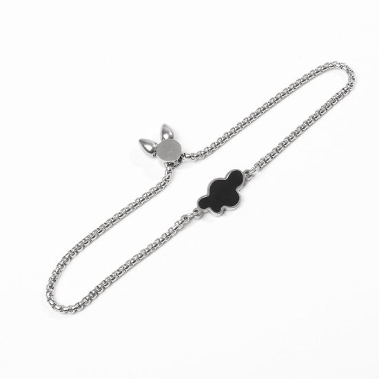 Picture of 304 Stainless Steel Adjustable Slider/ Slide Bolo Bracelets Silver Tone Cloud 26.3cm(10 3/8") - 25.3cm(10") long, 50 PCs
