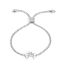 Immagine di 304 Acciaio Inossidabile Slider Regolabile Bolo Bracciale / Presentazione Tono Argento forma di C Cuore Trasparente Strass 26.3cm - 25.3cm Lunghezza, 50 Pz