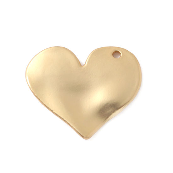 Picture of Zinc Based Alloy Pendants Heart Matt Real Gold Plated 3.2x2.8cm - 3.2x2.7cm, 133 PCs