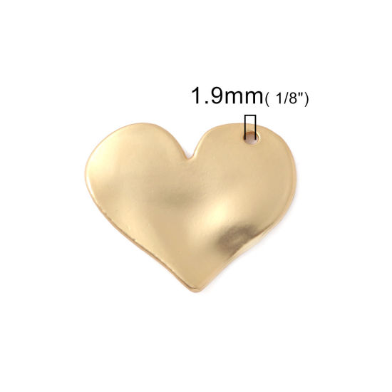 Picture of Zinc Based Alloy Pendants Heart Matt Real Gold Plated 3.2x2.8cm - 3.2x2.7cm, 133 PCs