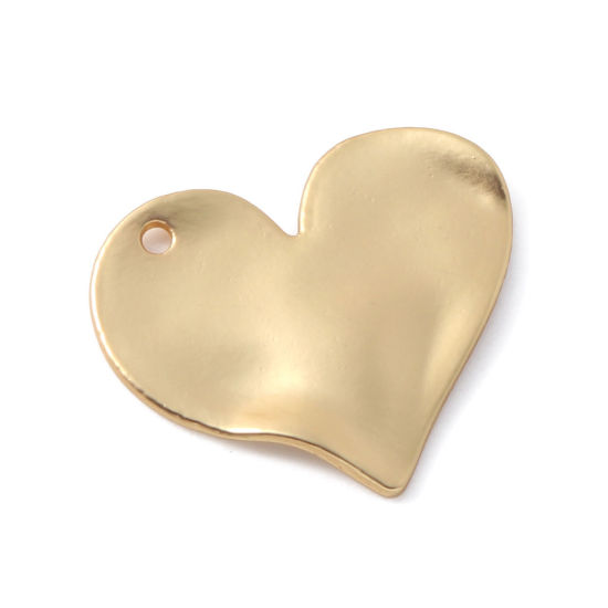 Picture of Zinc Based Alloy Pendants Heart Matt Real Gold Plated 3.2x2.8cm - 3.2x2.7cm, 133 PCs