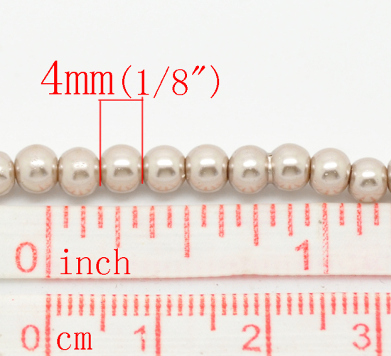 Bild von Kaffeebraun Rund Glas Pearl Perlen n 4mm 82cm, 5 Stränge