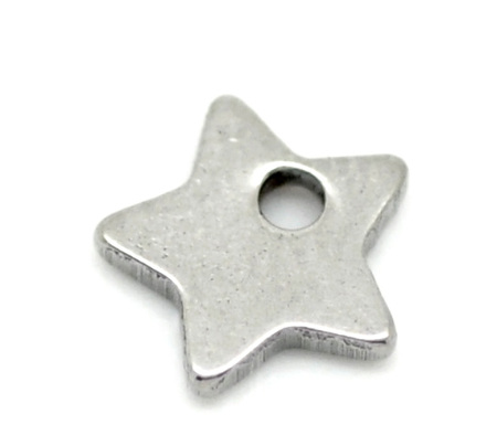 ステンレス鋼 チャームペンダント 星 シルバートーン 6.0mm x 6.0mm、 50 PCs  の画像