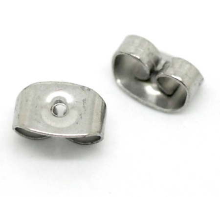 Image de 100 Embouts Fermoirs pr Boucle d'oreille Acier inoxydable 6x4mm