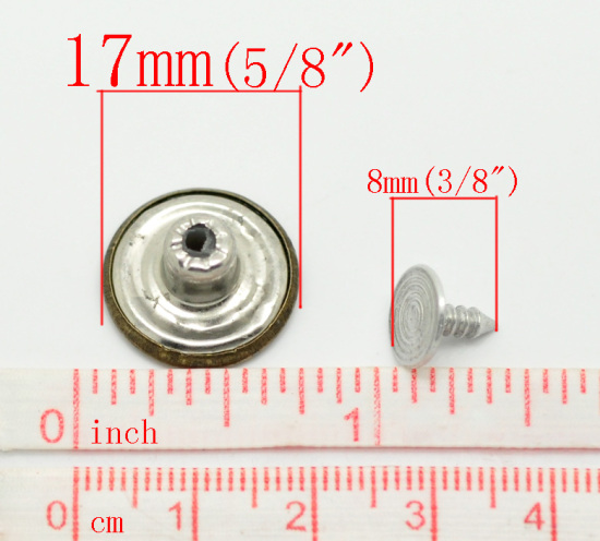 亜鉛合金 ジーンズタックボタン 銅古美 星 17x8mm 8x8mm、50 セット の画像