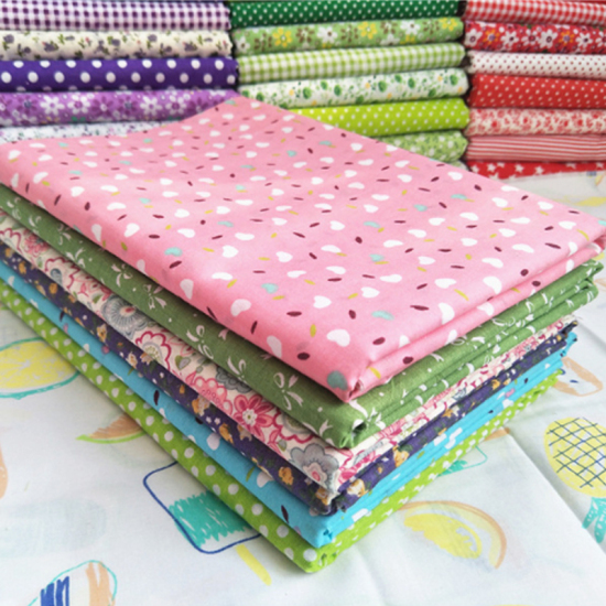 Picture of Multicolor - Printed Cotton Sewing Quilting Fabrics Floral Stripes Grids Polka Dots Cloth for Patchwork DIY Handmade Cloth 25x25cm 7pcs