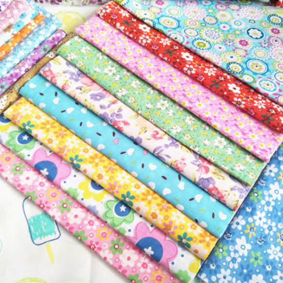 Picture of Multicolor - Printed Cotton Sewing Quilting Fabrics Floral Stripes Grids Polka Dots Cloth for Patchwork DIY Handmade Cloth 25x25cm 7pcs