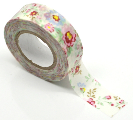 Cinta Adhesiva Papel de Multicolor,Flor,10m x 15mm, 10 Unidades