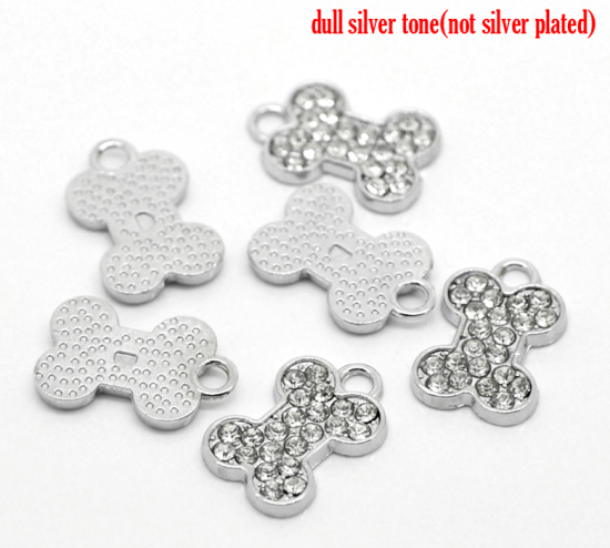 Image de 10 Pendentifs Charms Strass Os 21x14mm