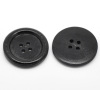 Picture of Wood Sewing Buttons Scrapbooking 4 Holes Round Black 3cm(1 1/8") Dia, 30 PCs