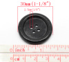 Picture of Wood Sewing Buttons Scrapbooking 4 Holes Round Black 3cm(1 1/8") Dia, 30 PCs