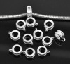 Picture of European Style Bails Beads Round Silver Plated 10mm x 8mm, 50 PCs