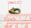 Picture of Zinc Based Alloy Lobster Clasps Antique Bronze Heart Carved 12mm x 7mm, 30 PCs
