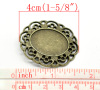Picture of Zinc Based Alloy Pin Brooches Findings Oval Antique Bronze Cabochon Settings (Fits 24mm x 19mm) 4cm(1 5/8") x 3.5cm(1 3/8"), 10 PCs