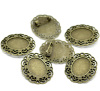 Picture of Zinc Based Alloy Pin Brooches Findings Oval Antique Bronze Cabochon Settings (Fits 24mm x 19mm) 4cm(1 5/8") x 3.5cm(1 3/8"), 10 PCs